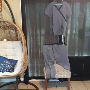 Faux Denim Scrub Set